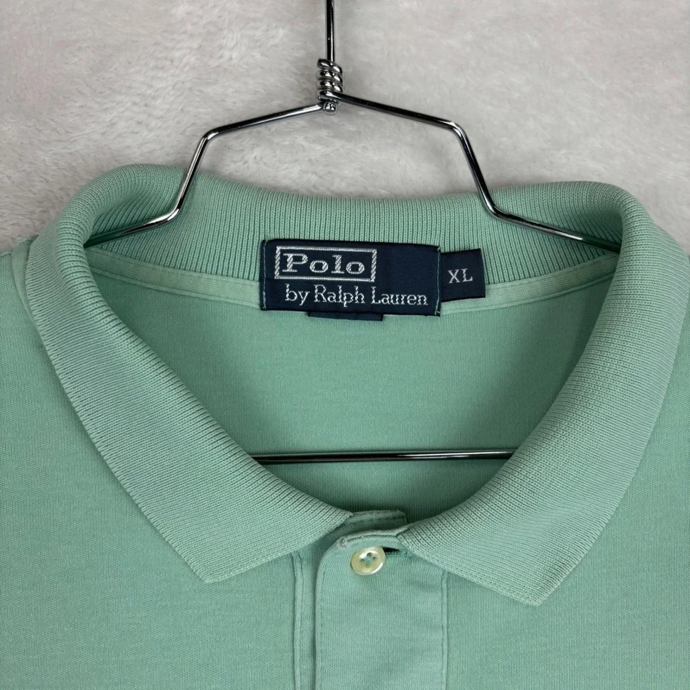 Polo Ralph Lauren Mens XL Seafoam Green Short Sleeve Polo Shirt Purple Embroider